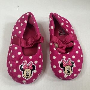 Disney Minnie Mouse Hot Pink Polka Dot Kids Slippers with Bow